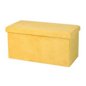 Hocker bank - poef XXL - opbergbox - geel - polyester/mdf - 76 x 38 x 38 cm - opvouwbaar