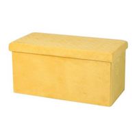 Hocker bank - poef XXL - opbergbox - geel - polyester/mdf - 76 x 38 x 38 cm - opvouwbaar - thumbnail