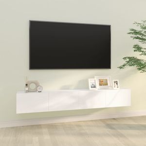 Tv-meubelen 2 st wandgemonteerd 100x30x30 cm bewerkt hout wit