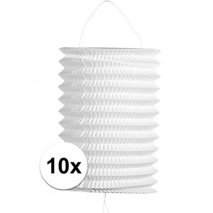 10x stuks witte trek lampionnen van 16 cm   -