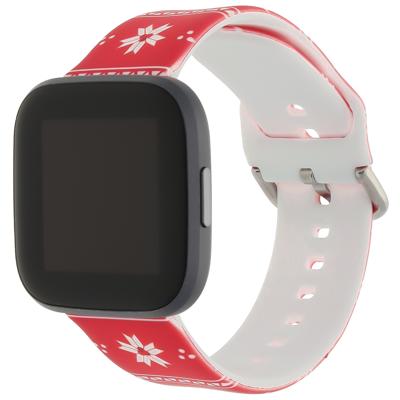 Fitbit Versa Print Sport Band - Kerst Kerstster Rood