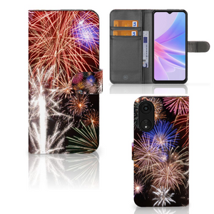 OPPO A78 5G | A58 5G Wallet Case met Pasjes Vuurwerk