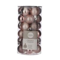 House of Seasons Kerstballen - klein formaat - 30x st - lichtroze - D3 cm - kunststof