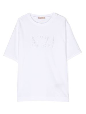 Nº21 Kids t-shirt en coton à logo strassé - Blanc