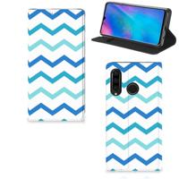 Huawei P30 Lite New Edition | Hoesje met Magneet | Zigzag Blauw