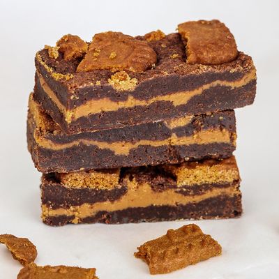 Lotus Speculoos Brownie - 6 Brownies Per Post - Brievenbus Pakket - Box Brownies - Lotus speculoospasta - Lotus speculoos koekjes - Cadeau