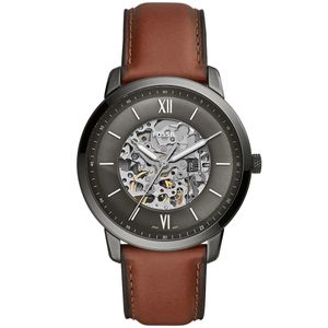 Fossil ME3161 Horloge Neutra Automatic staal-leder smoke-grijs-bruin 44 mm