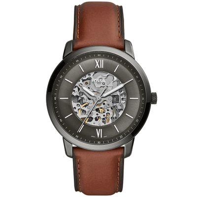 Fossil ME3161 Horloge Neutra Automatic staal-leder smoke-grijs-bruin 44 mm