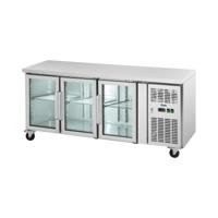 Koeltafel met 3 glazen deuren 410 l - 179,5 x 73 cm - Klasse B - RVS - Royal Catering