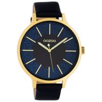 OOZOO C10568 Horloge Timepieces staal-leder donkerblauw-goudkleurig 44 mm - thumbnail