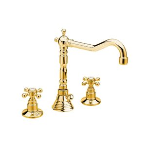 Wastafelmengkraan Retro 3-gats Sapho Antea 2-knop Uitloop Gebogen 17.5 cm Goud (incl. waste)