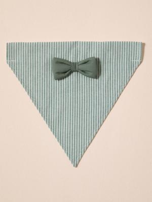 Gestreept katoenen bandanaslabbetje voor honden saliegroen