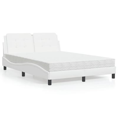 Bed met matras kunstleer wit 140x200 cm