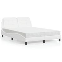 Bed met matras kunstleer wit 140x200 cm
