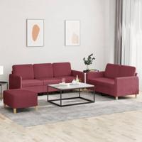 3-delige Loungeset met kussens stof wijnrood