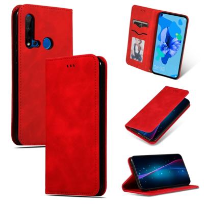 Retro huid voelen Business magnetische horizontale Flip lederen case voor Huawei P20 Lite 2019/Nova 5i (rood)