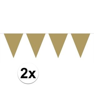 2x Mini vlaggetjeslijn / gouden slingers 300 cm   -