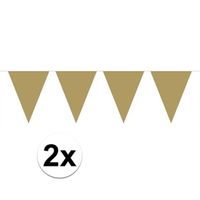 2x Mini vlaggetjeslijn / gouden slingers 300 cm   - - thumbnail