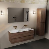 Mondiaz Aivy badmeubel 120cm mocha met wastafel solid surface talc dubbel zonder kraangat en spiegel - thumbnail