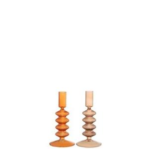 J-Line Kaarshouder Ribbel Glas Oranje Mix Assortiment Van 2