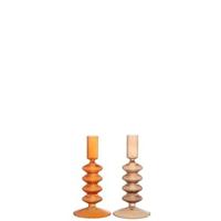 J-Line Kaarshouder Ribbel Glas Oranje Mix Assortiment Van 2 - thumbnail