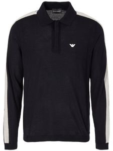 Emporio Armani pull en laine vierge à logo brodé - Noir