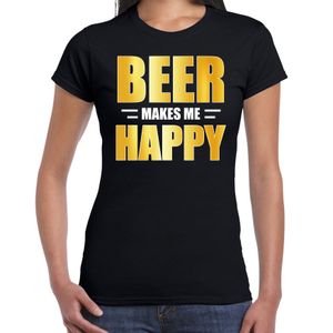 Beer makes me happy drank t-shirt / kleding zwart voor dames