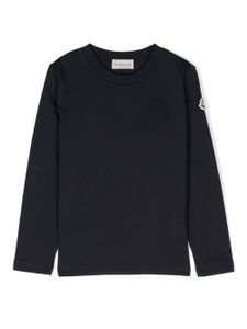 Moncler Enfant t-shirt en coton à patch logo - Bleu