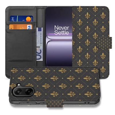 Elegante Franse Lelie Bruin Goud Design Hoesje voor OnePlus Nord CE 5 Smartphone | Bookcase Hoesje