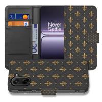 Elegante Franse Lelie Bruin Goud Design Hoesje voor OnePlus Nord CE 5 Smartphone | Bookcase Hoesje