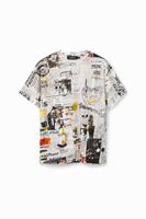T-shirt met krantenknipsels - WHITE - M