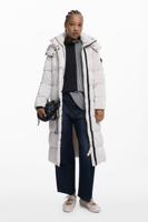 Lange gewatteerde jas met riem - WHITE - XL