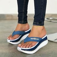 Dames Sandalen Slippers Sandalen met plateauzool Slippers Grote maten Buiten Dagelijks Strand Effen Kleur Zomer Plateau Open teen Casual minimalisme Canvas Leegloper Wit Rood Blauw Lightinthebox