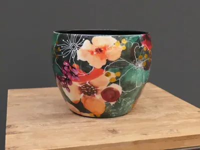 TS Collection bloempot blooming metaal 21x16cm smaragd