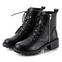 Ronde kop low-profile vrouwen enkellaars schoenen maat: 37 (zwart)