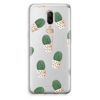 Cactusprint roze: OnePlus 6 Transparant Hoesje