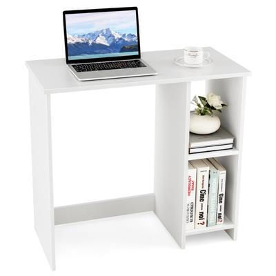 Klein Computerbureau 80 cm Lang Thuiskantoor voor Kleine Ruimtes Bureau met 2 Compartimenten Moderne Eenvoudige Laptoptafel Wit