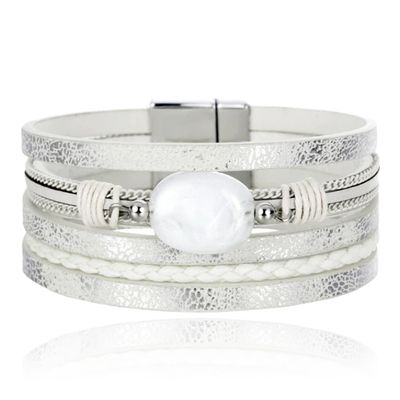 Layered Armband Vintage met Steen - Zilver