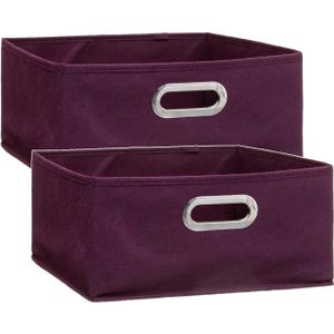 Set van 4x stuks opbergmand/kastmand 14 liter aubergine paars linnen 31 x 31 x 15 cm