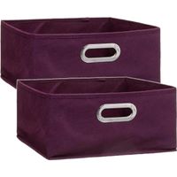 Set van 4x stuks opbergmand/kastmand 14 liter aubergine paars linnen 31 x 31 x 15 cm - thumbnail