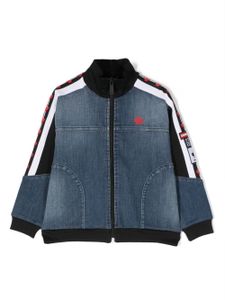 DSQUARED2 KIDS veste de sport zippée à détails rayés - Bleu