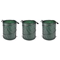 Pop-up tuinafvalzak - 3x - groen - 130 liter - afval - opruimen - vuilnis - tuinafval