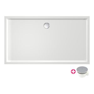 Douchebak Xenz Mariana | 140x90x4 cm | Incl.Afvoersifon-Chroom | Acryl | Rechthoekig | Wit glans