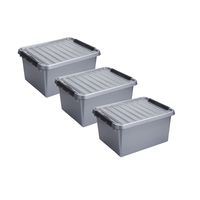 3x stuks opberg box/opbergdoos 36 liter 50 x 40 x 26 cm kunststof