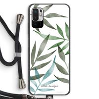 Tropical watercolor leaves: Xiaomi Redmi Note 10 5G Transparant Hoesje met koord