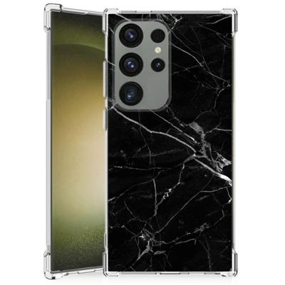 Samsung Galaxy S24 Ultra Anti-Shock Hoesje Marmer Zwart - Origineel Cadeau Vader Samsung Galaxy S24 Ultra Anti-Shock Hoesje Marmer Zwart - Origineel Cadeau Vader