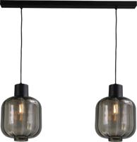 Masterlight Eetkamerlamp Lett lll 28 2-lichts zwart met smoke glas 2161-05-05-28-100-2