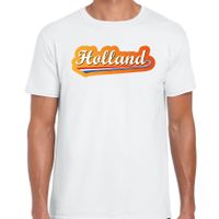 Wit t-shirt Holland / Nederland supporter Holland met Nederlandse wimpel EK/ WK voor heren