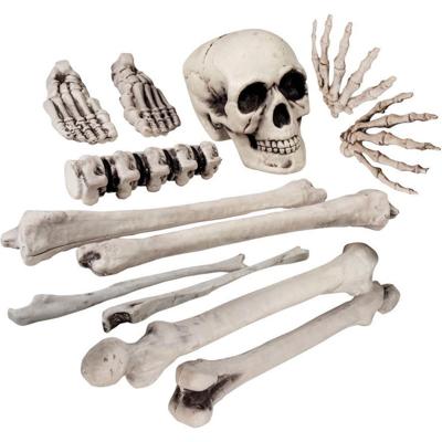 Zak met skelet schedel en botten - 12-delig - Halloween - horror thema - kerkhof decoratie