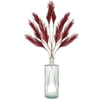 Decoratie pampasgras kunst pluimen in vaas gerecycled glas - bordeaux rood - 98 cm - Kunsttakken
